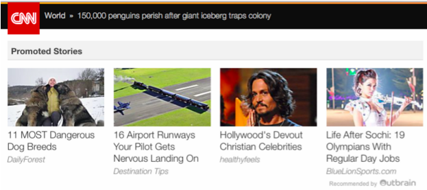 Embedded Outbrain content on CNN.com